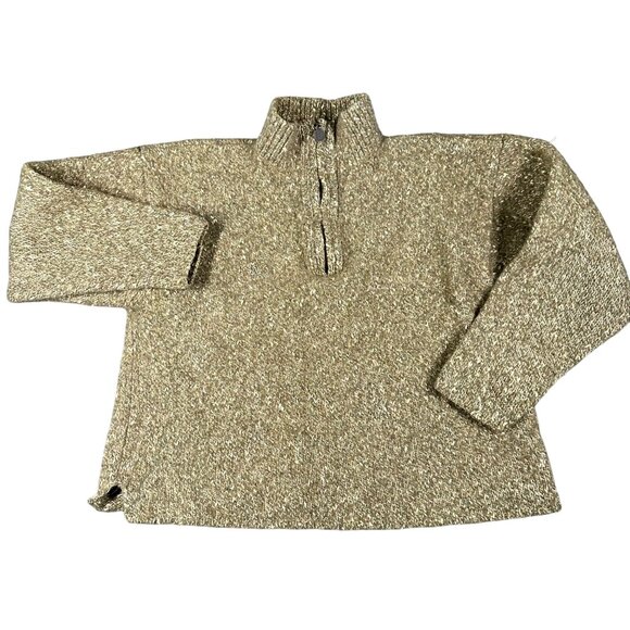Vtg Levis Silvertab Womens Large Green Itchy Pullover 1/4 Zip Boxy Crop Sweater - Picture 1 of 8
